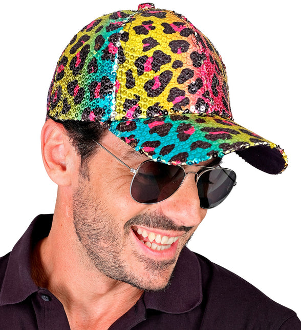 Widmann SRL Pet pailletten regenboog luipaard