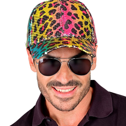 Widmann SRL Pet pailletten regenboog luipaard