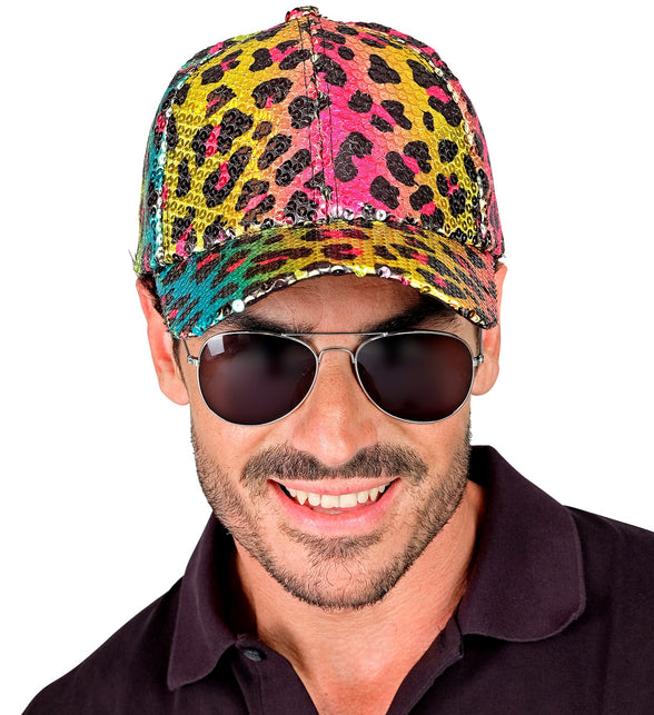 Widmann SRL Pet pailletten regenboog luipaard