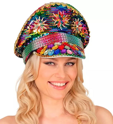 Widmann SRL Pet pride met juwelen pailletten regenboog hoed Julia