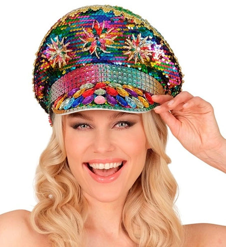 Widmann SRL Pet pride met juwelen pailletten regenboog hoed Julia