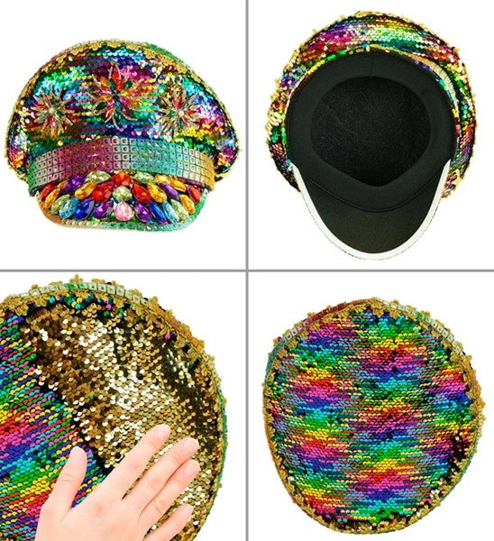 Widmann SRL Pet pride met juwelen pailletten regenboog hoed Julia