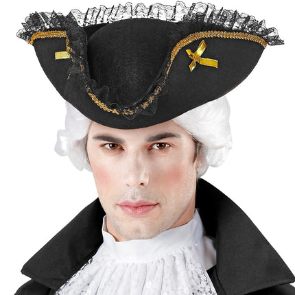 Widmann SRL Piraten tricorn met gouden decoratie en kant
