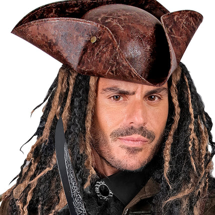 Widmann SRL Piratenhoed driesteek bruin