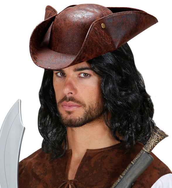 Widmann SRL Piratenhoed driesteek bruin
