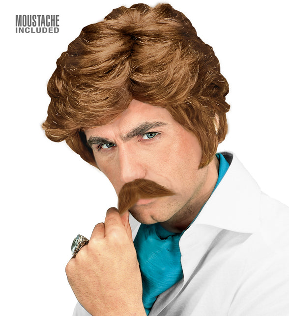 Widmann SRL Playboy pruik met snor blond