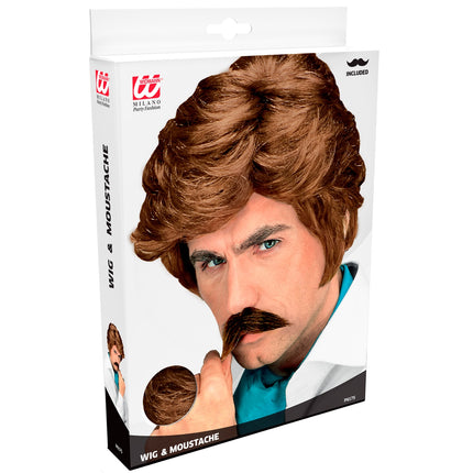 Widmann SRL Playboy pruik met snor blond