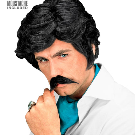 Widmann SRL Playboy pruik met snor zwart