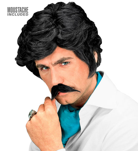 Widmann SRL Playboy pruik met snor zwart