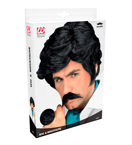 Widmann SRL Playboy pruik met snor zwart