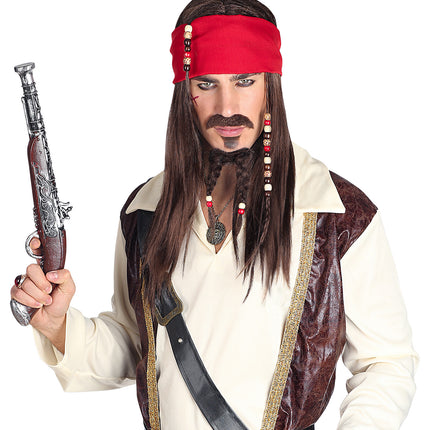 Widmann SRL Pruik Caribische piraat met toebehoren