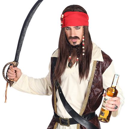Widmann SRL Pruik Caribische piraat met toebehoren