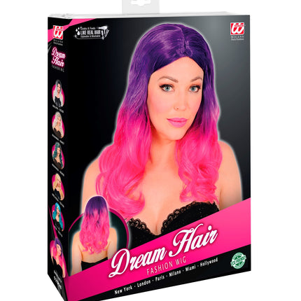 Widmann SRL Pruik dip dye paars roze