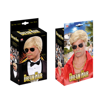 Widmann SRL pruik droomhaar playboy met snor blond