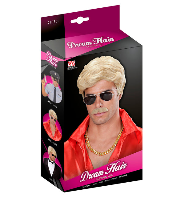 Widmann SRL pruik droomhaar playboy met snor blond