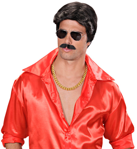 Widmann SRL pruik droomhaar playboy met snor zwart