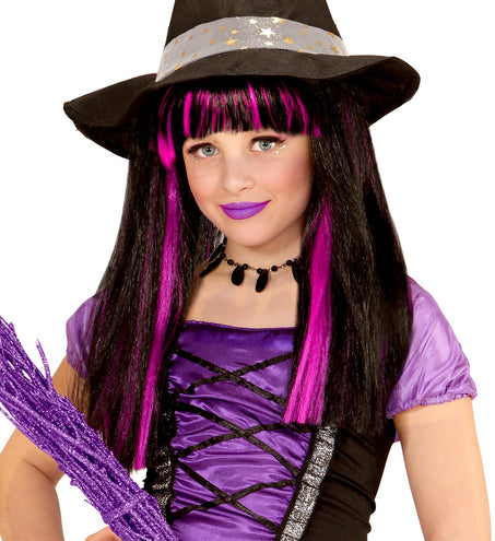 Widmann SRL Pruik, Heks Met Paarse Strepen Kind