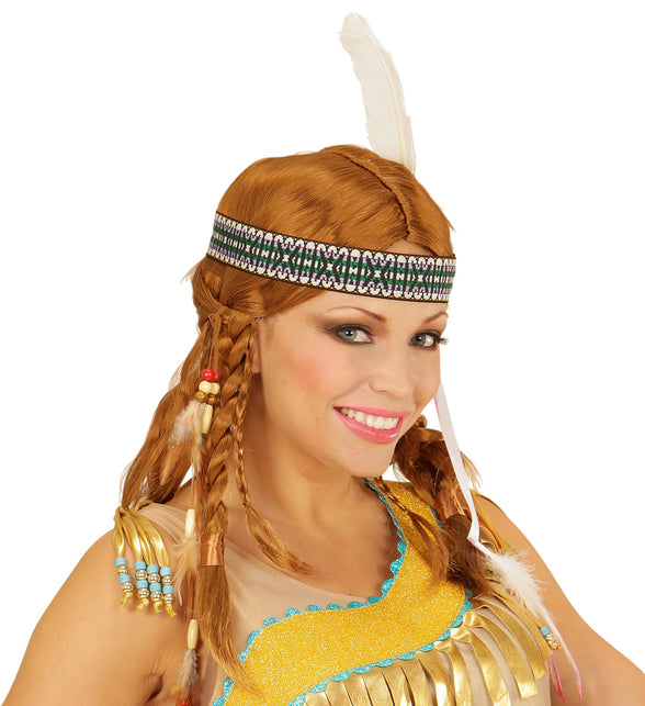 Widmann SRL Pruik indiaan Chippewa met hoofdband en veer