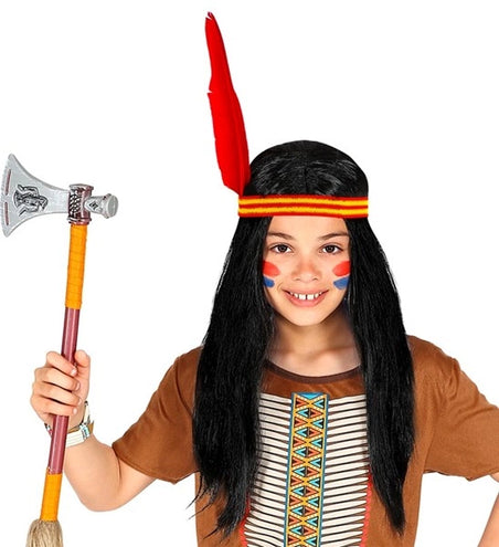 Widmann SRL Pruik indiaan kind met hoofdband en veer Innie