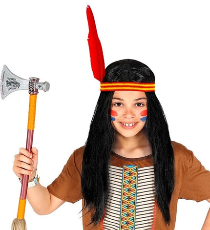 Widmann SRL Pruik indiaan kind met hoofdband en veer Innie