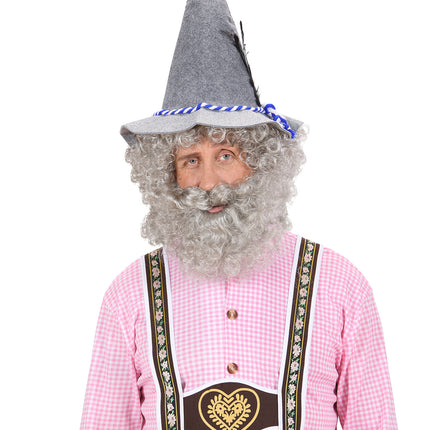 Widmann SRL pruik karakter met krullen en baard grijs