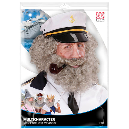 Widmann SRL pruik karakter met krullen en baard grijs