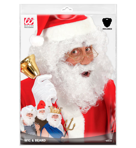 Widmann SRL pruik karakter met krullen en baard wit