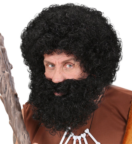 Widmann SRL pruik karakter met krullen en baard zwart