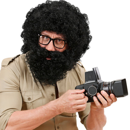 Widmann SRL pruik karakter met krullen en baard zwart