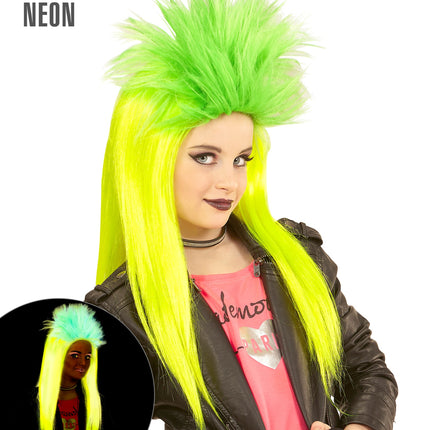 Widmann SRL Pruik, Kind Punk Geel/Groen