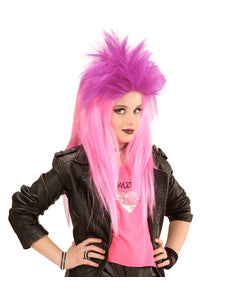 Widmann SRL Pruik kind punk roze en paars