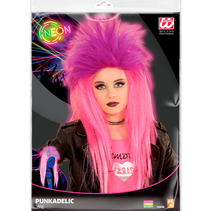 Widmann SRL Pruik kind punk roze en paars