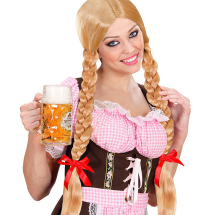 Widmann SRL pruik lange vlechten blond