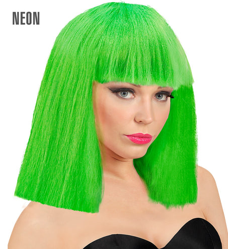 Widmann SRL Pruik neon groen showgirl