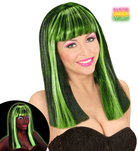 Widmann SRL Pruik, Patsy Neon Groene Strepen