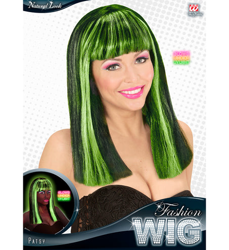 Widmann SRL Pruik, Patsy Neon Groene Strepen
