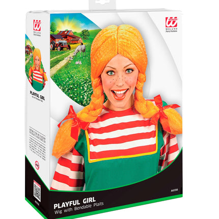 Widmann SRL Pruik Pipi buigbaar oranje