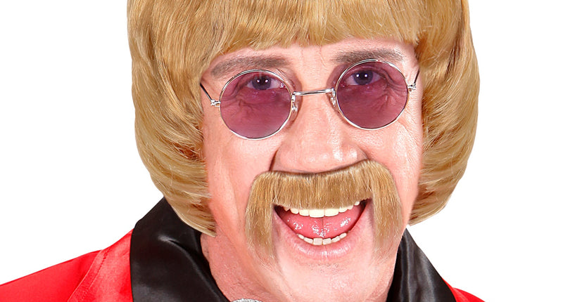 Widmann SRL pruik popster 60s blond met snor en bril