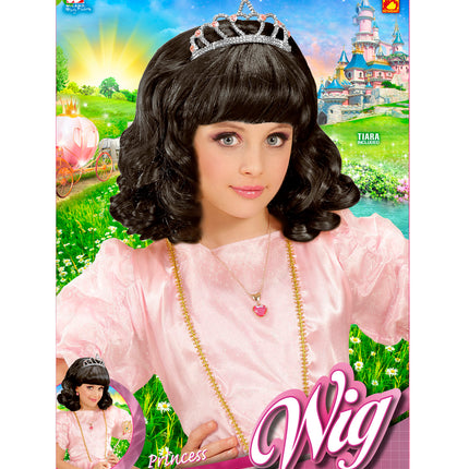Widmann SRL Pruik, Prinses Zwart Met Kroon Kind