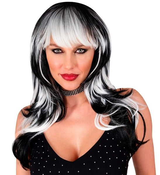 Widmann SRL Pruik vampier dame zwart/wit Mats