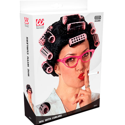 Widmann SRL Pruik Vanity Met Krulspelden (In Plastic Doos)