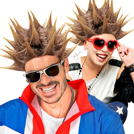 Widmann SRL Punk rocker pruik met spikes