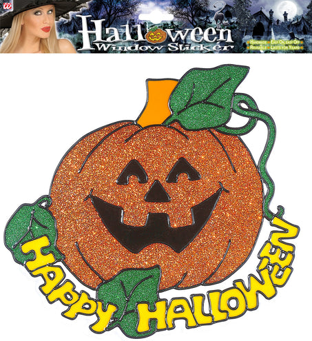 Widmann SRL Raamsticker Happy halloween pompoen