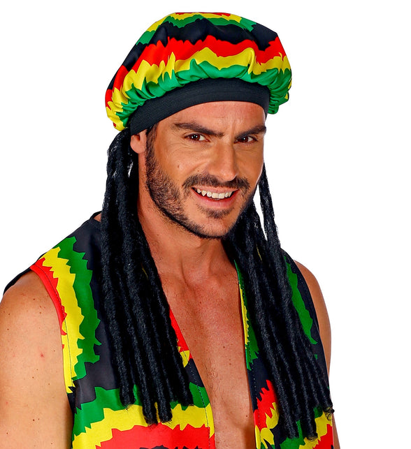 Widmann SRL Rasta muts met dreadlocks