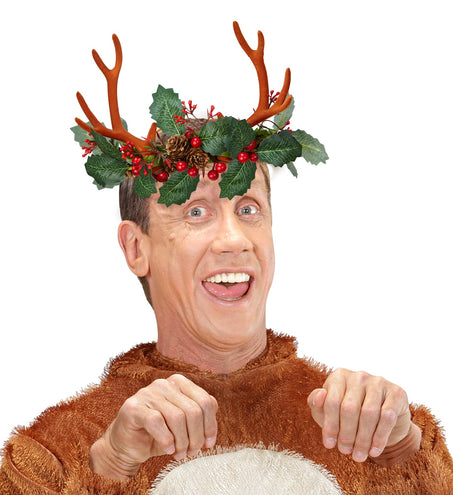 Widmann SRL Rendier hoorns met hulst en dennenappels