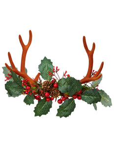 Widmann SRL Rendier hoorns met hulst en dennenappels