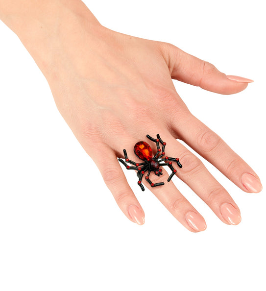 Widmann SRL Ring spin met rode edelstenen en strass