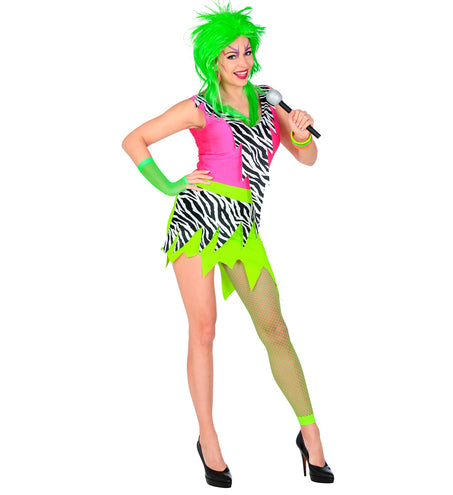 Widmann SRL Rock kostuum zebra neon jaren 80 dames