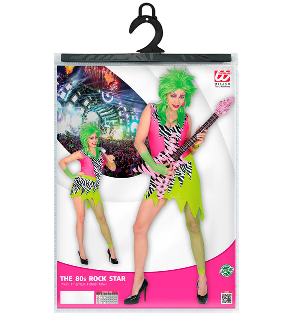 Widmann SRL Rock kostuum zebra neon jaren 80 dames