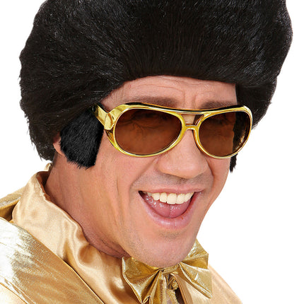 Widmann SRL Rock 'n roll bril Elvis goud met bakkebaarden